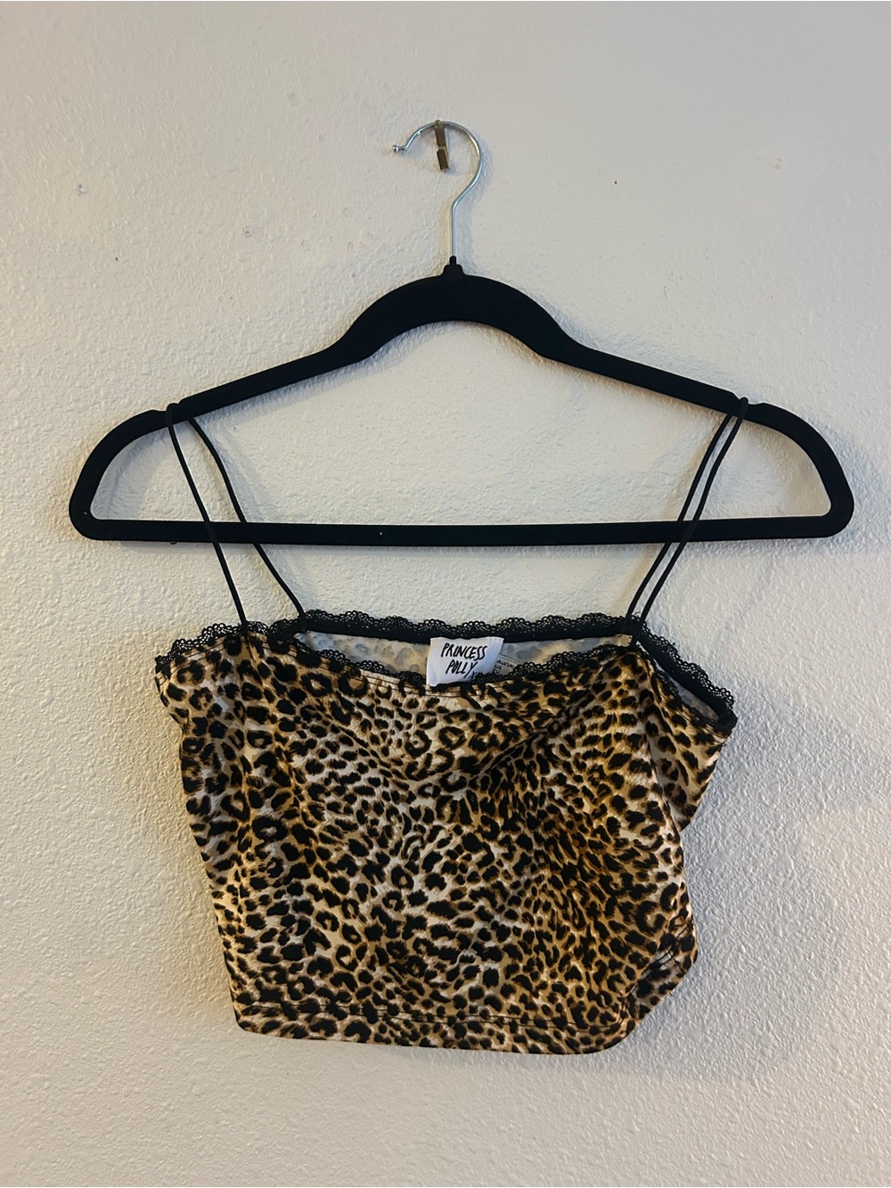 Princess Polly Leopard Lace-Trim Cami Top - Brown & Black
